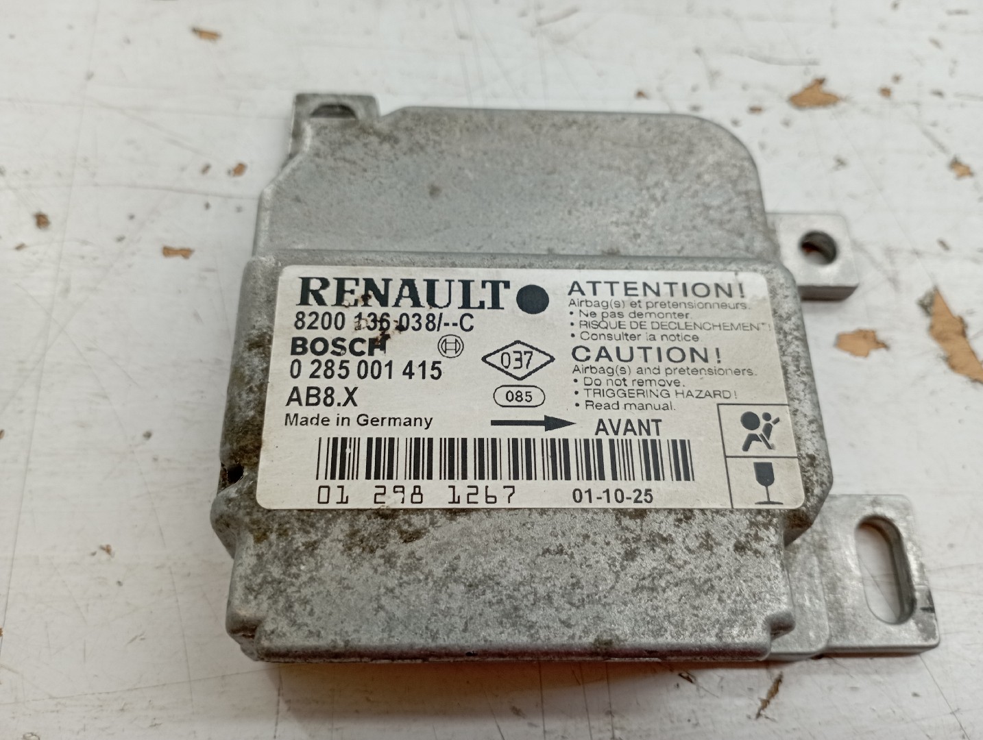 Centralina des coussins gonflables RENAULT CLIO II Caixa (SB0/1/2_) | 98 - 