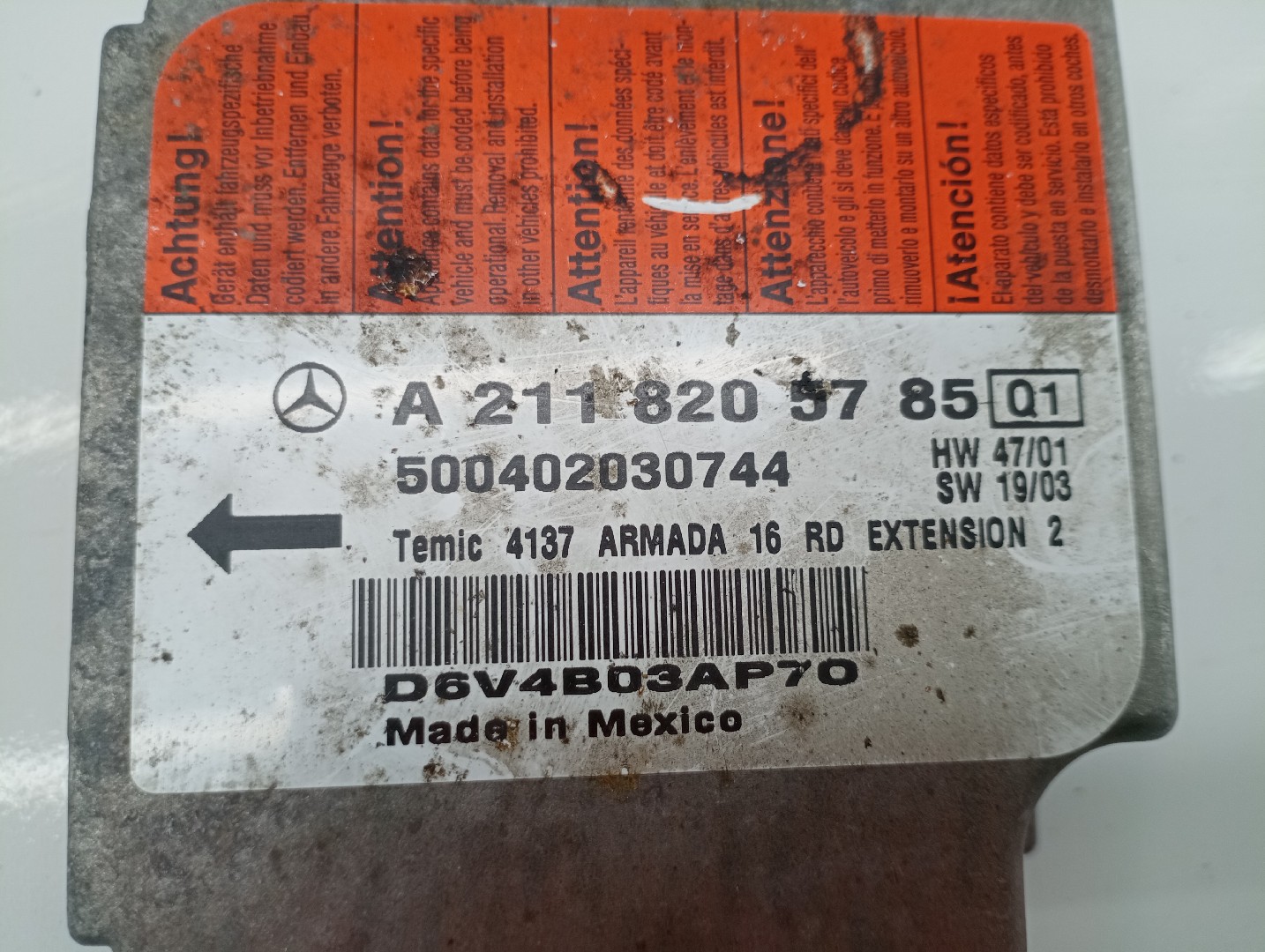 Centralina de Airbag MERCEDES-BENZ E-CLASS (W211) | 02 - 09 Imagem-1