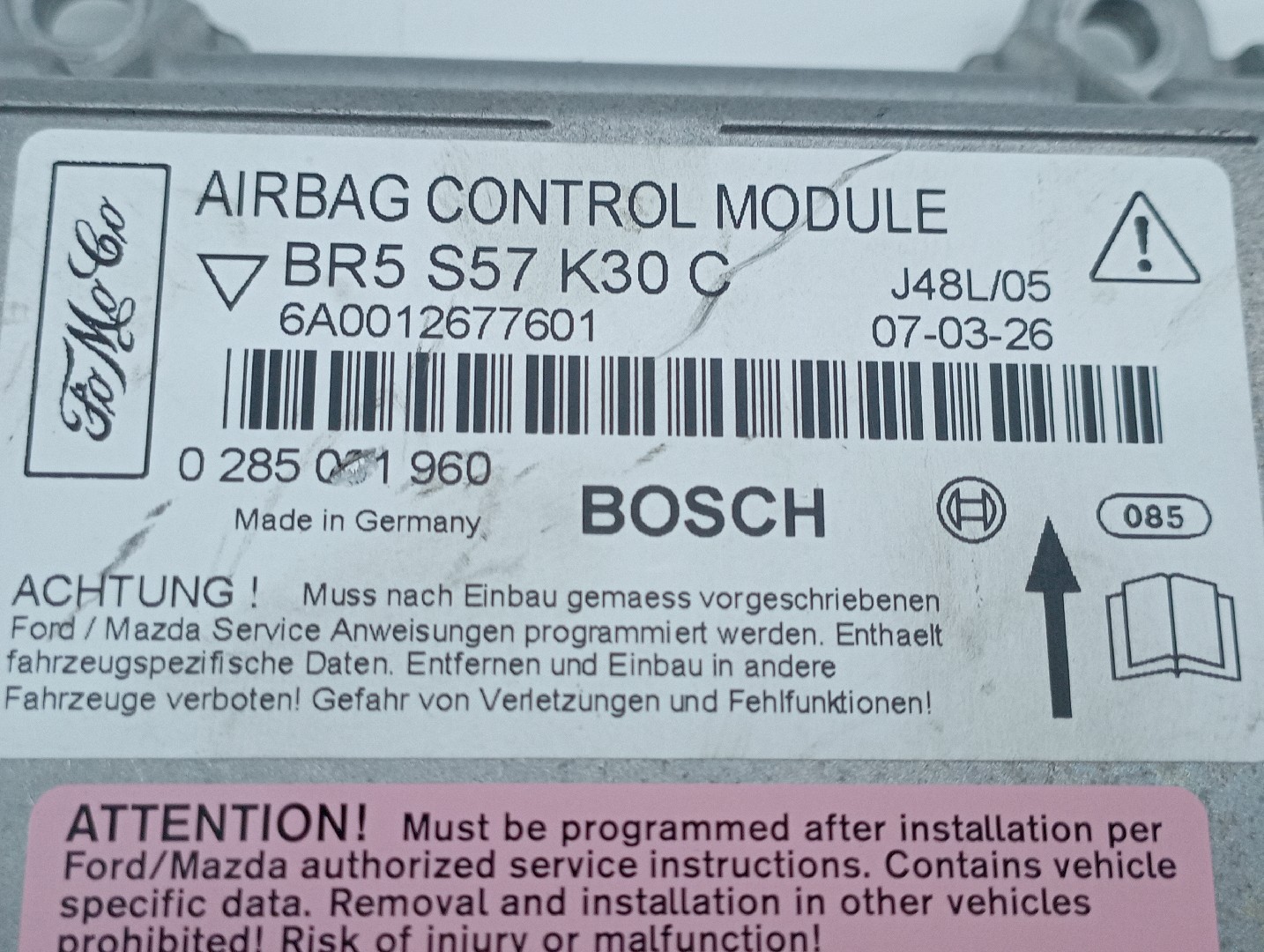 Centralita Airbags MAZDA 3 (BK) | 03 - 09 Imagem-1