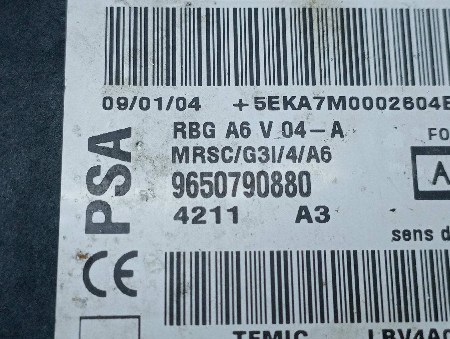 Centralina des coussins gonflables CITROEN C2 ENTERPRISE (JG_) | 03 - 09 Imagem-1