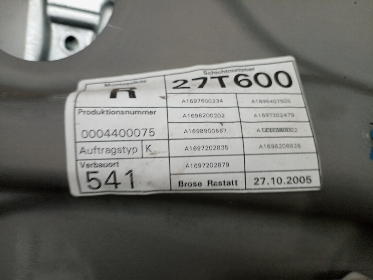 Mecanismo do vidro  frente direito MERCEDES-BENZ A-CLASS (W169) | 04 - 12 Imagem-2