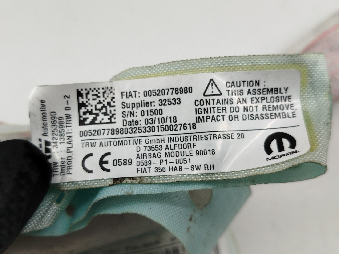 Airbag de cortina direito esquerdo FIAT Tipo 2 -  SW -  Facelift Imagem-3