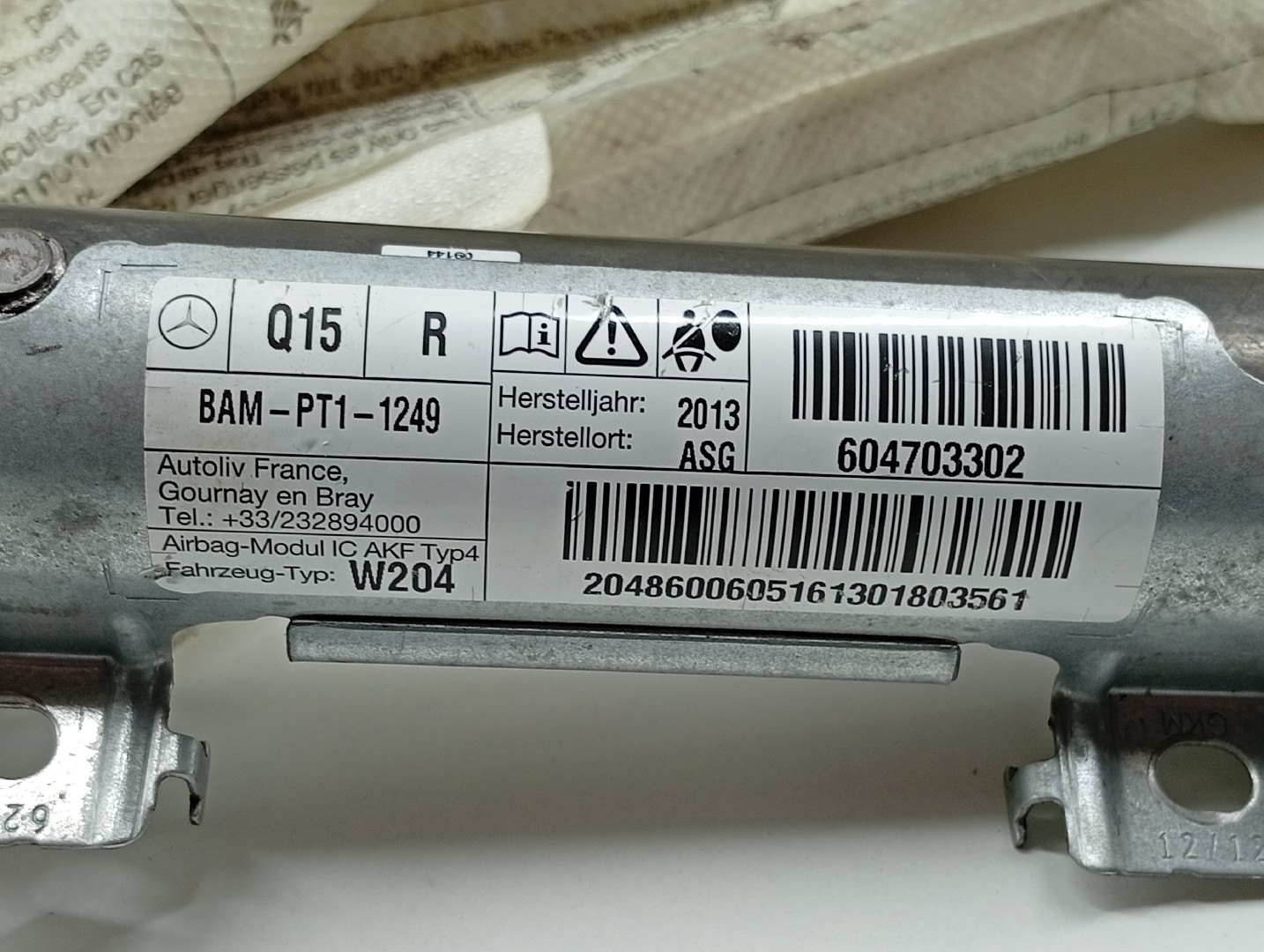 Airbag de cortina direito esquerdo MERCEDES-BENZ C-CLASS (W204) | 07 - 15 Imagem-2