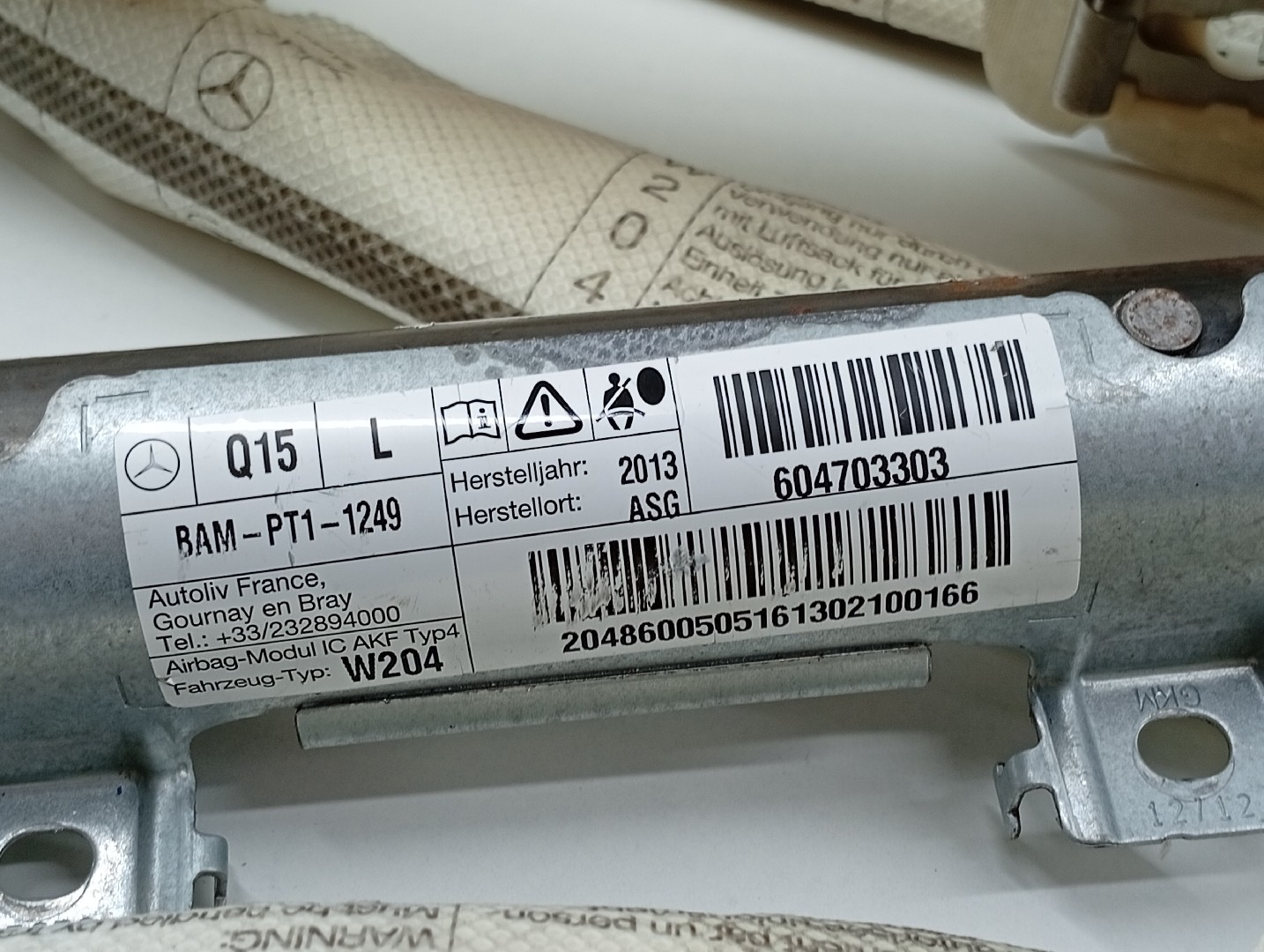 Airbag de cortina direito esquerdo MERCEDES-BENZ C-CLASS (W204) | 07 - 15 Imagem-1