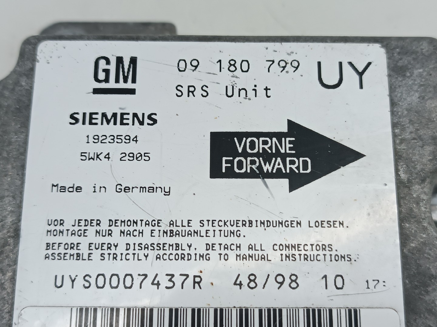 Centralina de Airbag OPEL ASTRA G três volumes (T98) | 98 - 09 Imagem-2