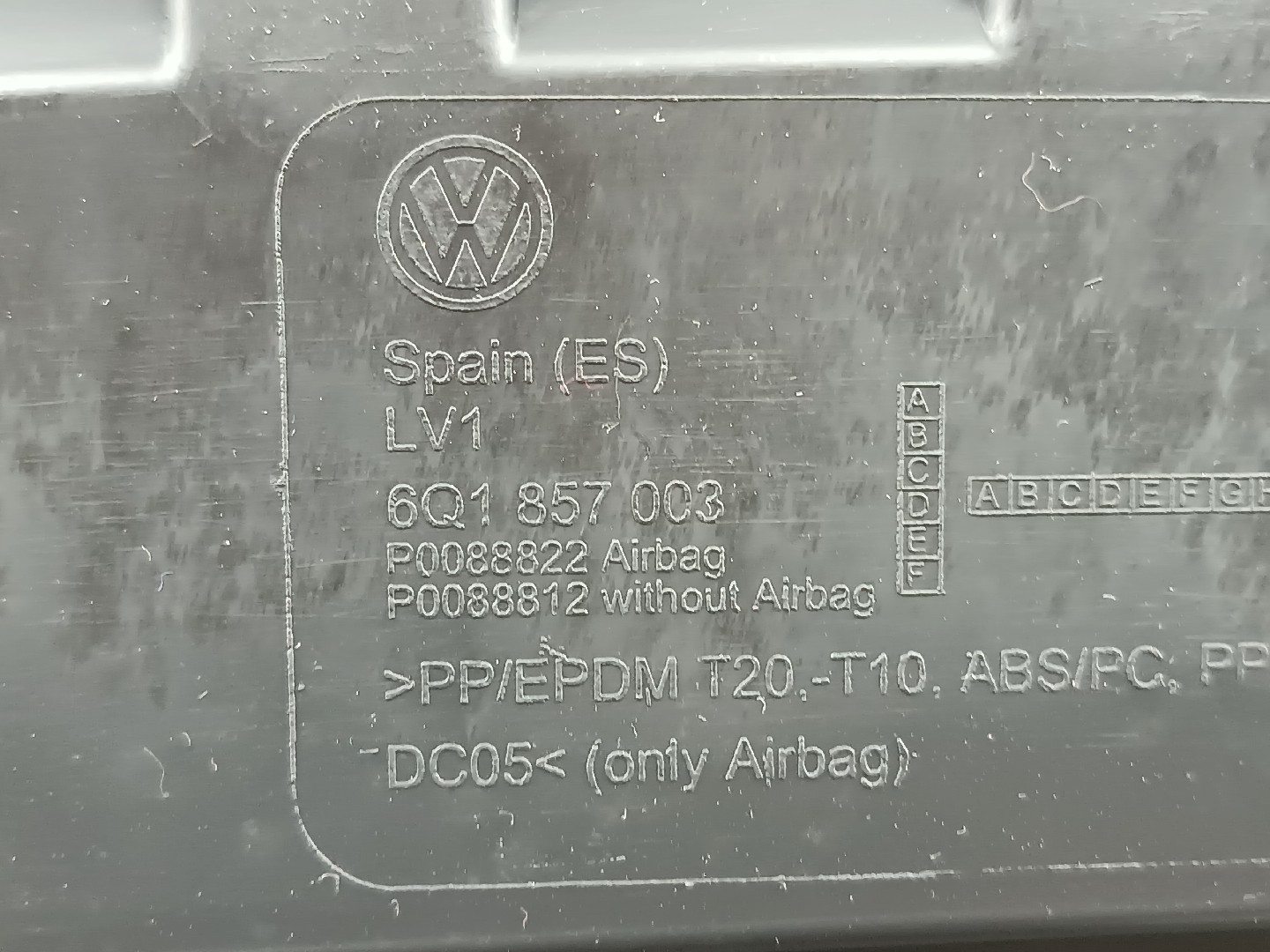 Tablier com airbag de passageiro VOLKSWAGEN POLO (9N_) | 01 - 14 Imagem-5