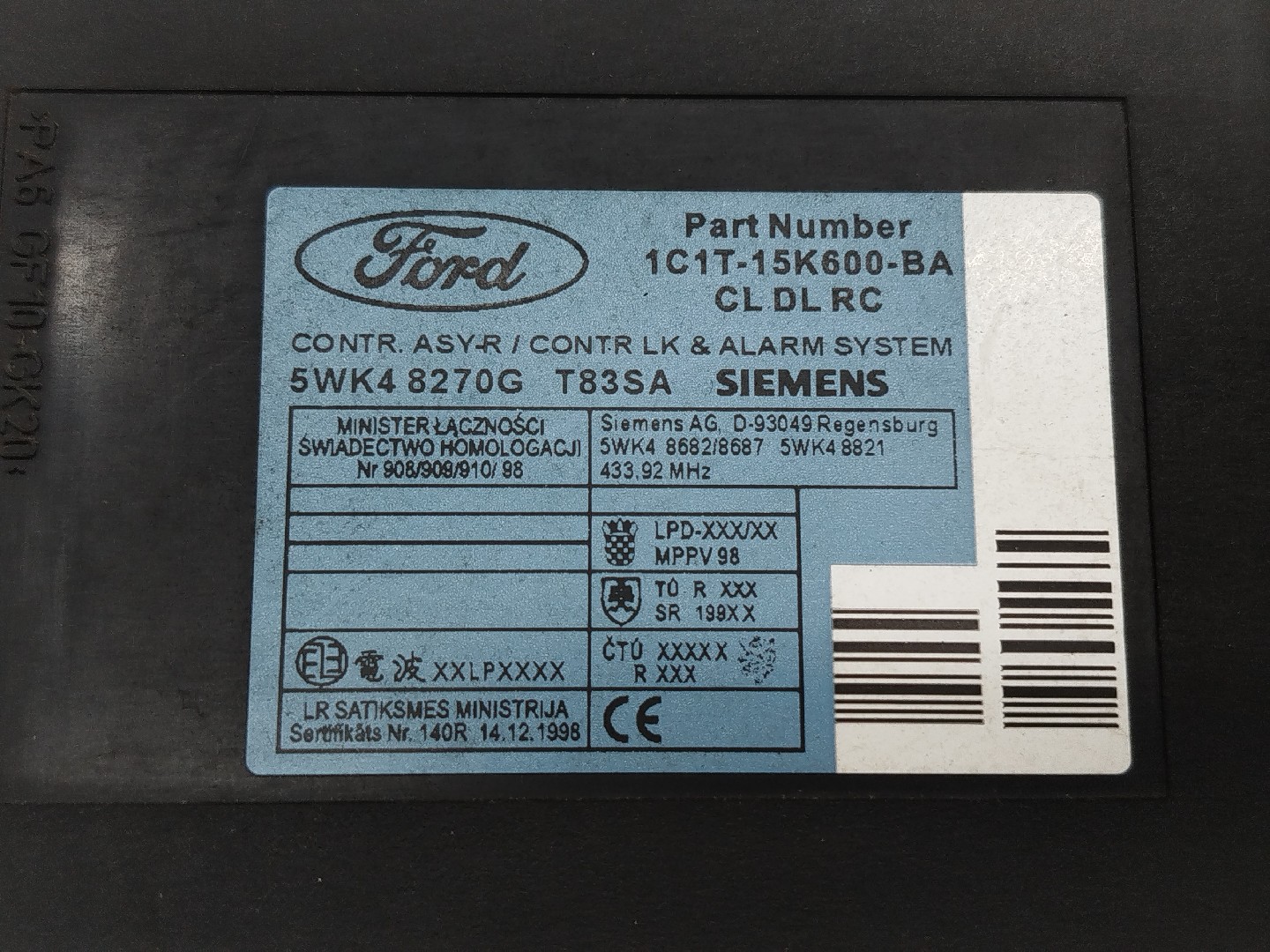 Centralina do Fecho Central FORD TRANSIT Caixa (FA_ _) | 00 - 06 Imagem-1