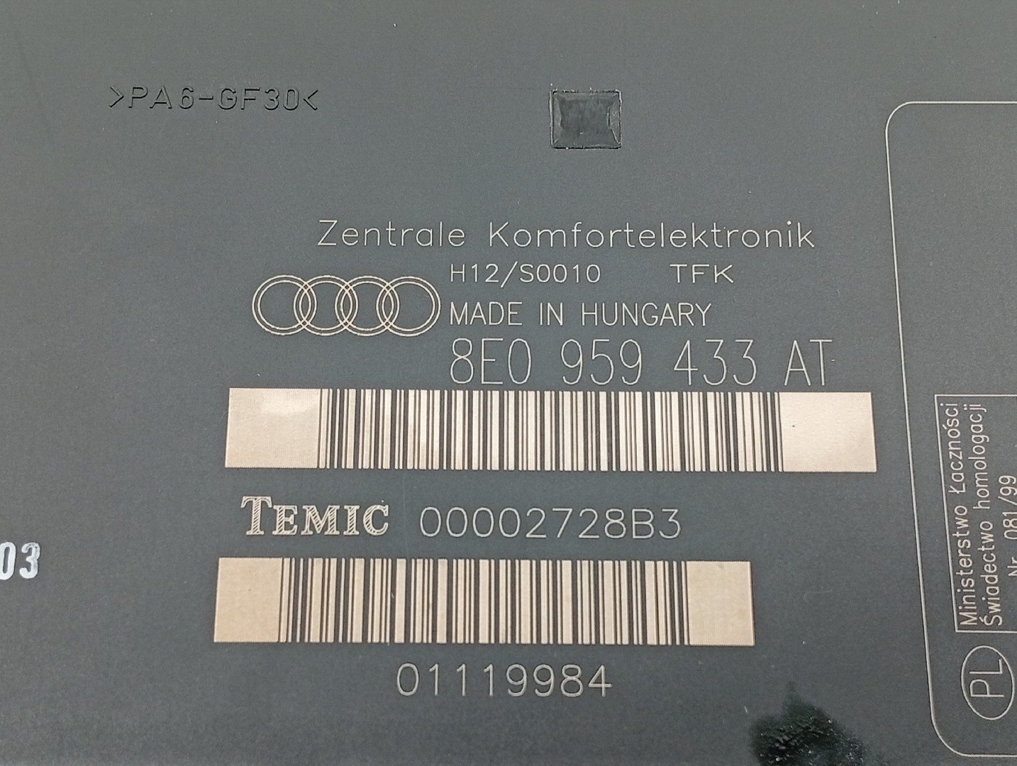Centralina módulo Confort AUDI A4 Avant (8E5, B6) | 00 - 05 Imagem-2