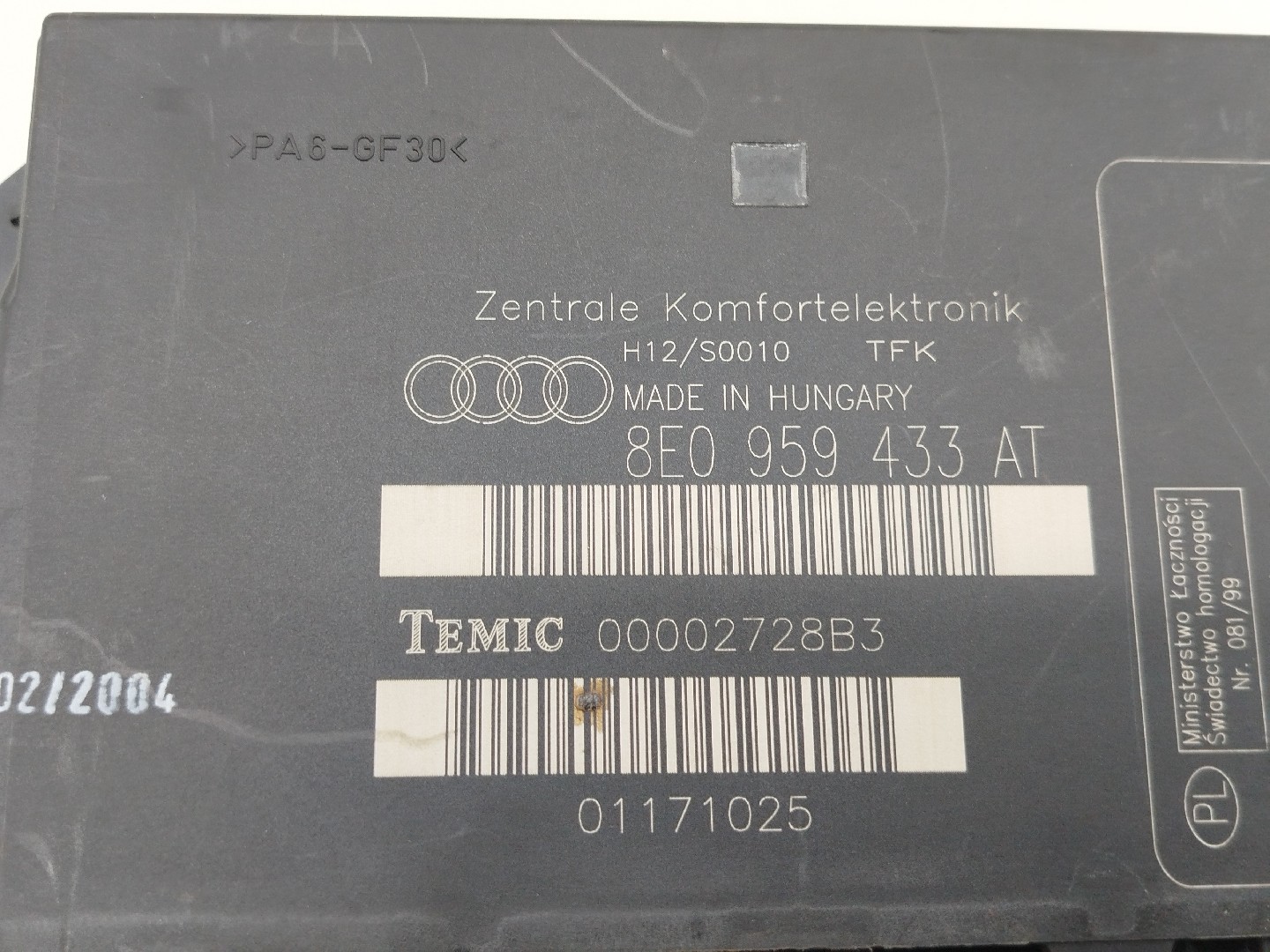 Centralina módulo Confort AUDI A4 (8E2, B6) | 00 - 05 Imagem-1