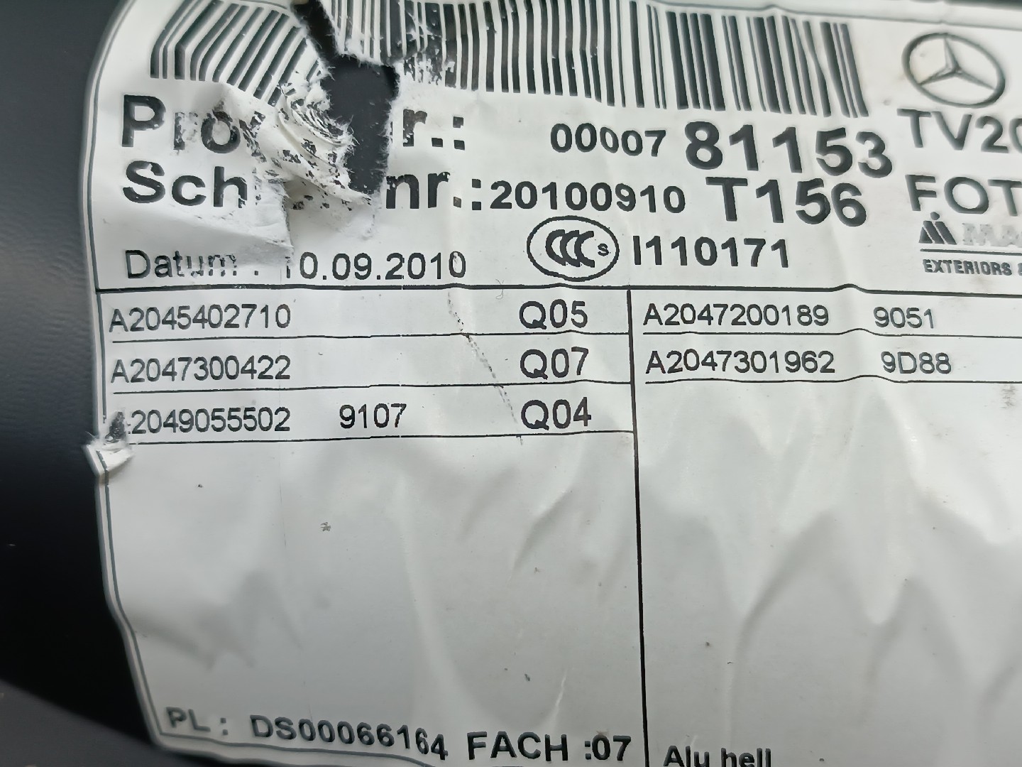 Quartela / forra Porta Tras Direito MERCEDES-BENZ C-CLASS T-Model (S204) | 07 - 14 Imagem-2