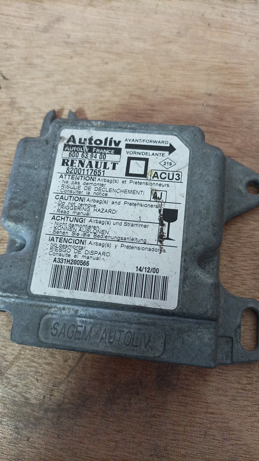 Centralina de Airbags RENAULT - ID S_142489