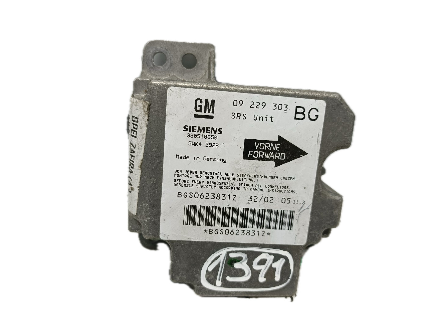 Centralina Airbags OPEL ZAFIRA A Veículo multiuso (T98) | 99 - 05 Imagem-0