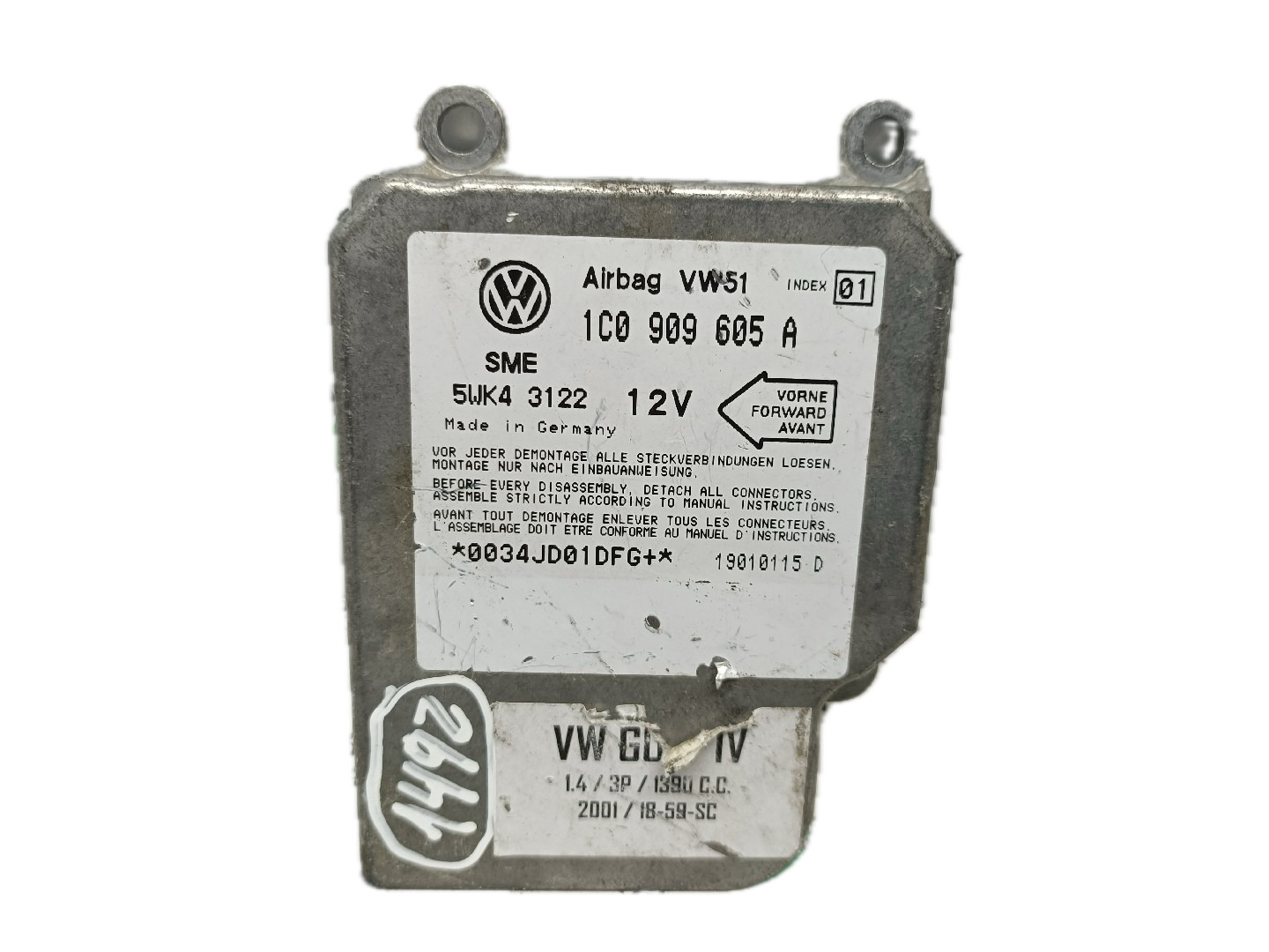 Centralina des coussins gonflables VOLKSWAGEN GOLF IV (1J1) | 97 - 07
