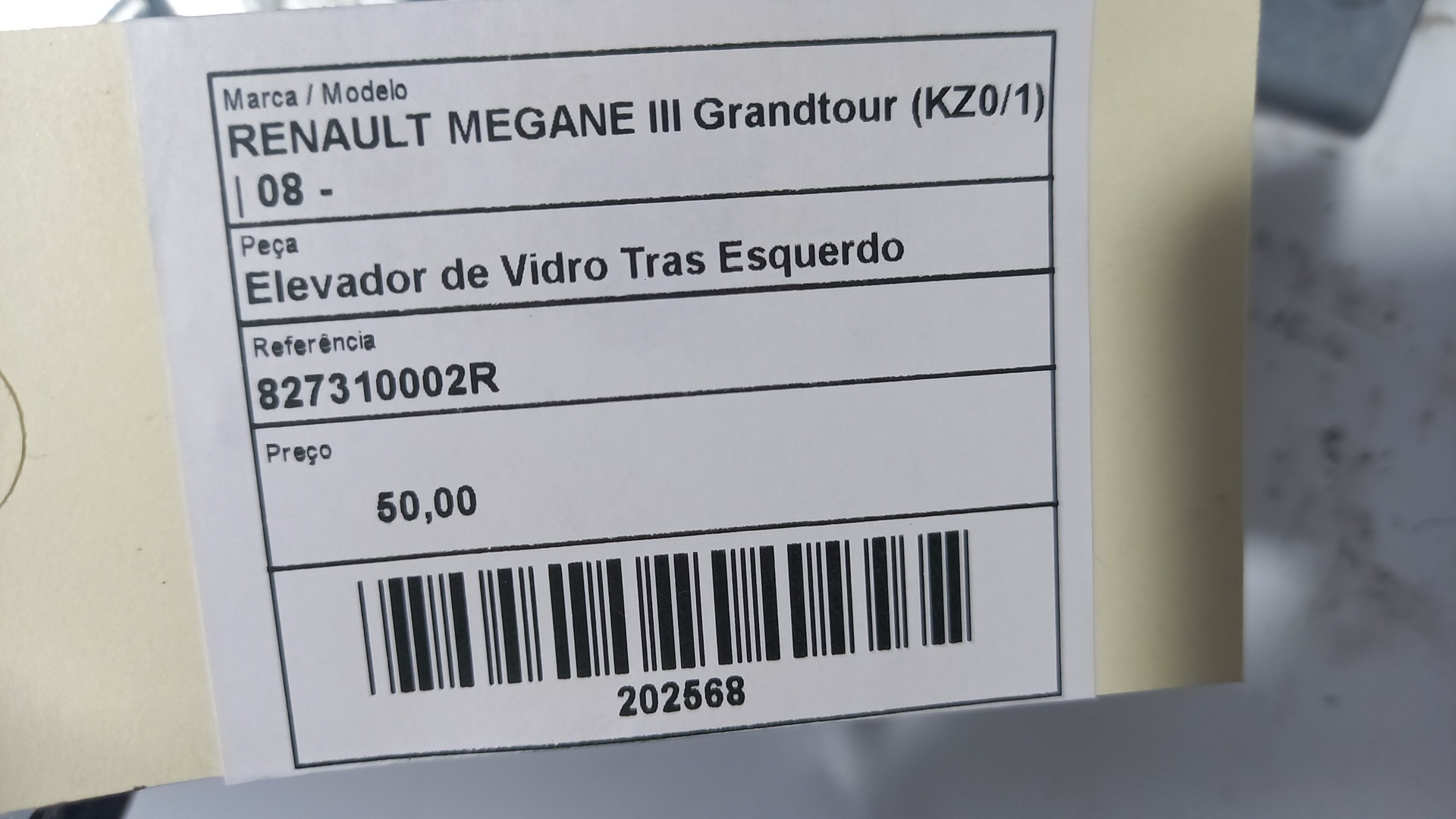 Elevador de Vidro Tras Esquerdo RENAULT MEGANE III Grandtour (KZ0/1) | 08 - 