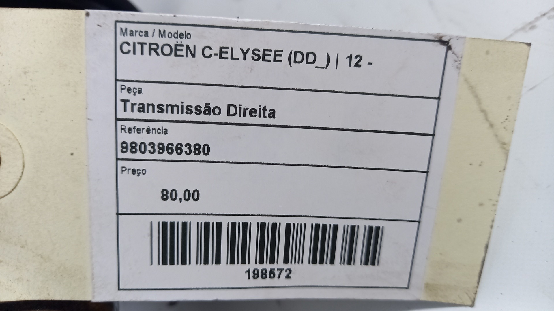Transmissão Frente lado direito CITROEN C-ELYSEE (DD_) | 12 - 
