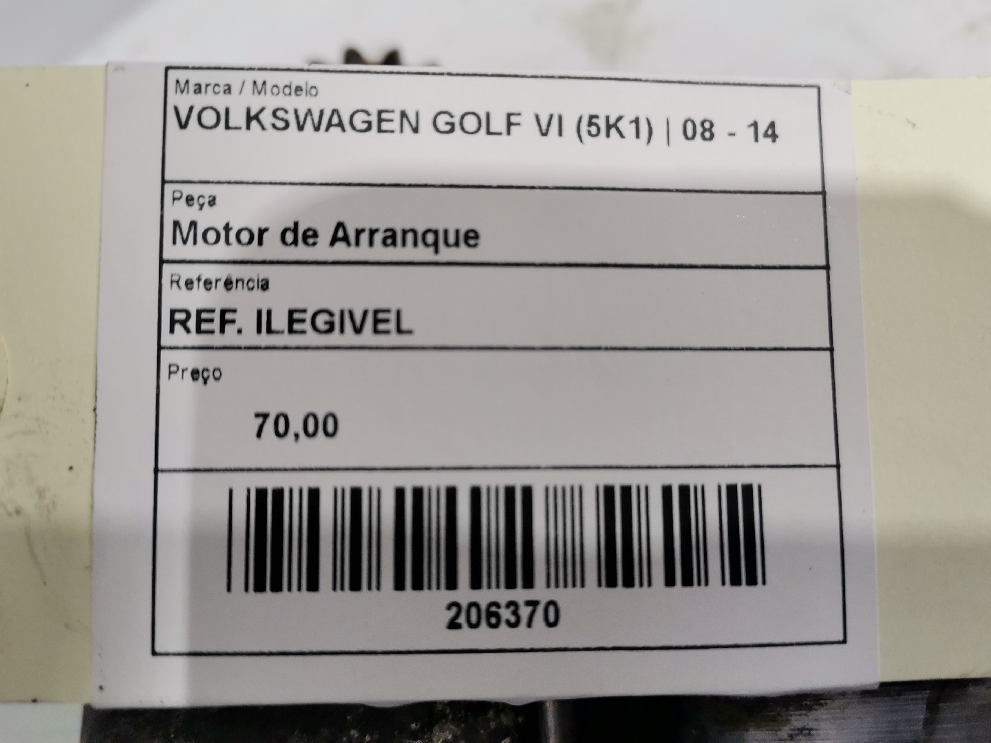Motor de Arranque VOLKSWAGEN GOLF VI (5K1) | 08 - 14