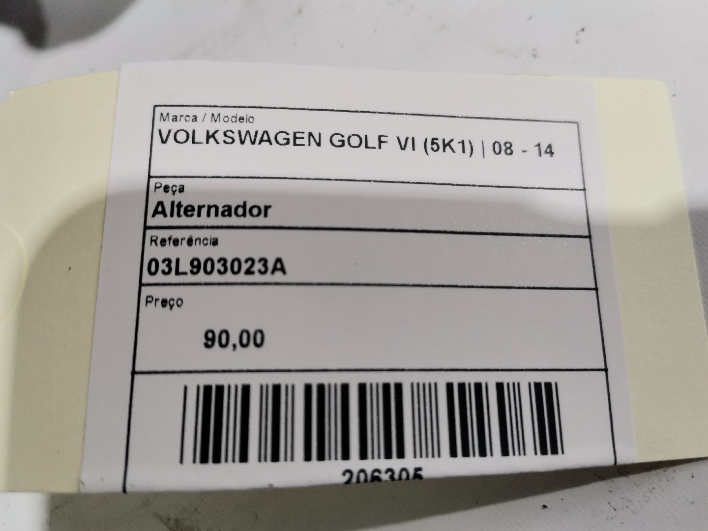 Alternador VOLKSWAGEN GOLF VI (5K1) | 08 - 14