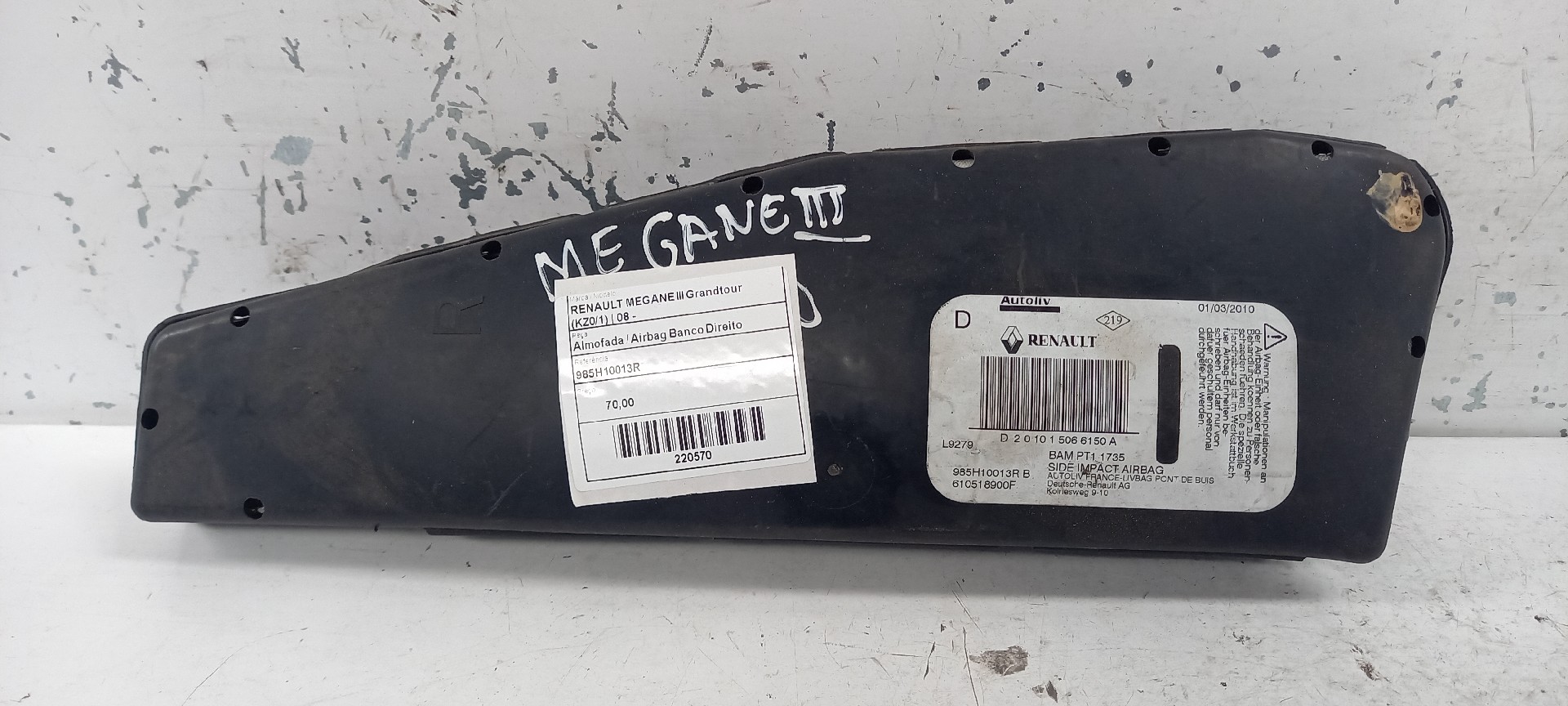Almofada / Airbag Banco Direito RENAULT MEGANE III Grandtour (KZ0/1) | 08 - 