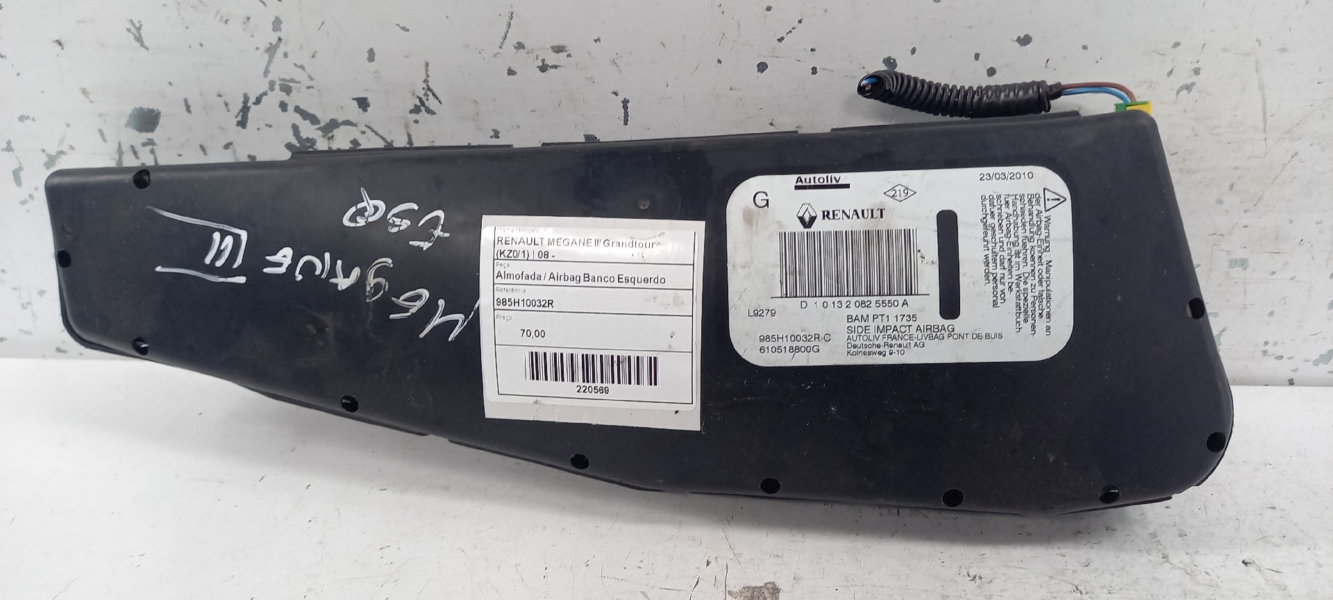 Almofada / Airbag Banco Esquerdo RENAULT MEGANE III Grandtour (KZ0/1) | 08 - 