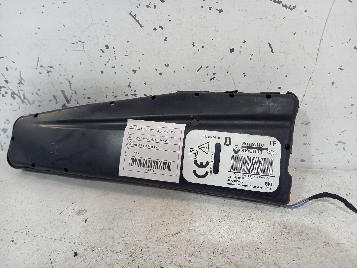 Almofada / Airbag Banco Direito RENAULT CAPTUR I (J5_, H5_) | 13 - 