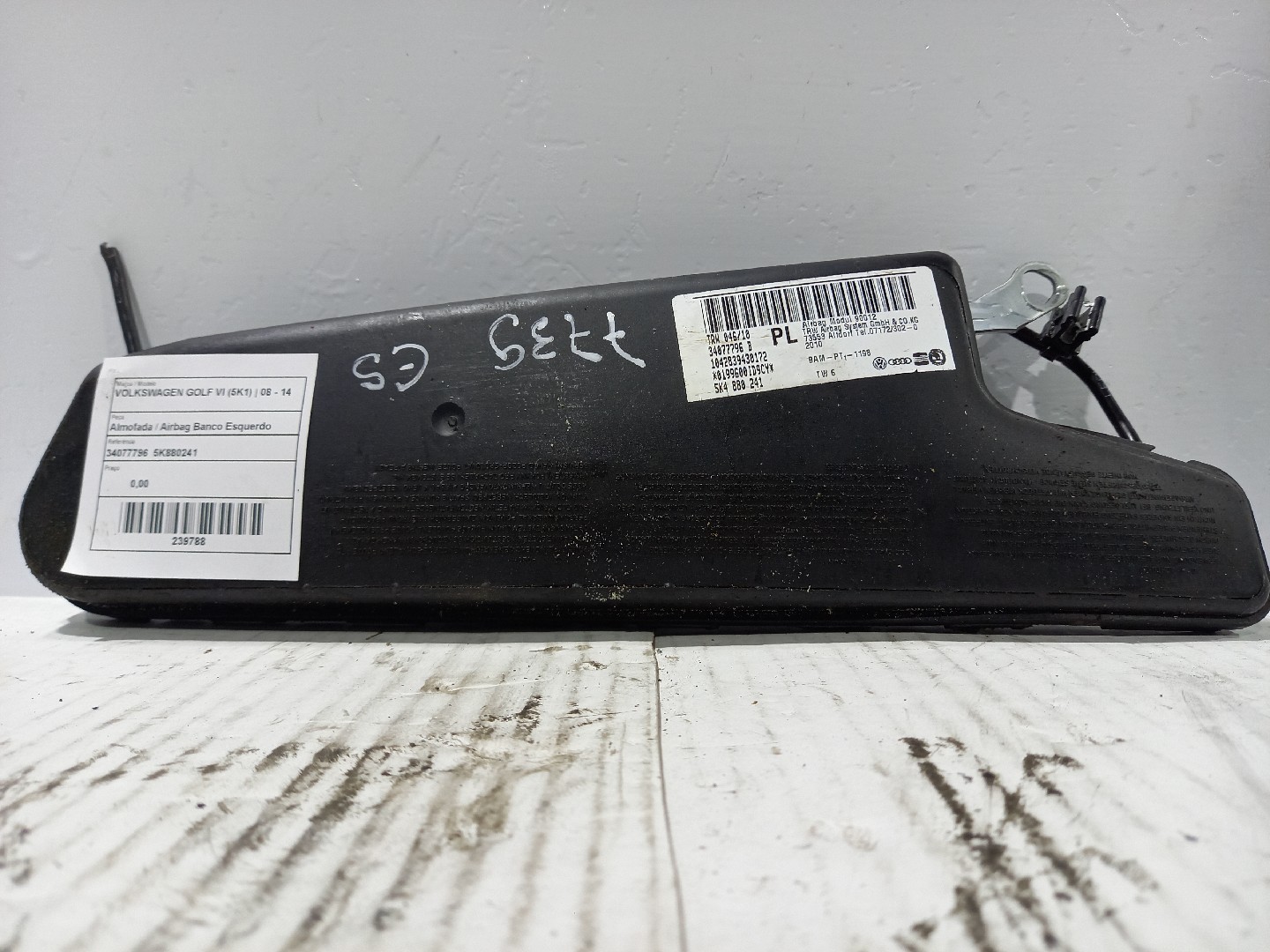 Almofada / Airbag Banco Esquerdo VOLKSWAGEN GOLF VI (5K1) | 08 - 14