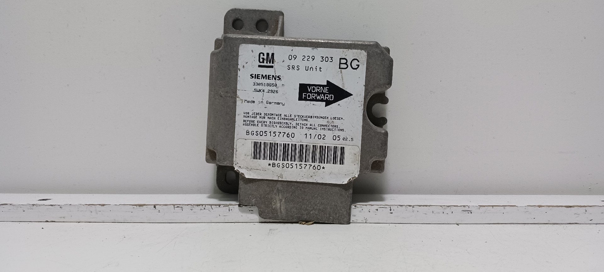 Centralina de Airbags OPEL ZAFIRA A Veículo multiuso (T98) | 99 - 05
