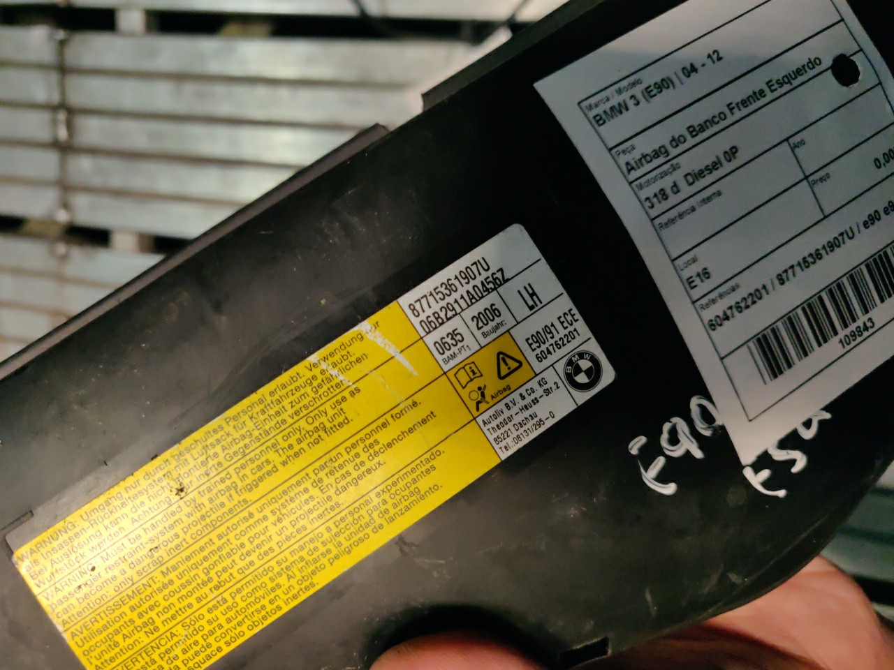 Airbag do Banco Frente Esquerdo BMW 3 (E90) | 04 - 12 Imagem-1 Airbag do Banco Frente Esquerdo BMW 3 (E90) | 04 - 12 Imagem-1