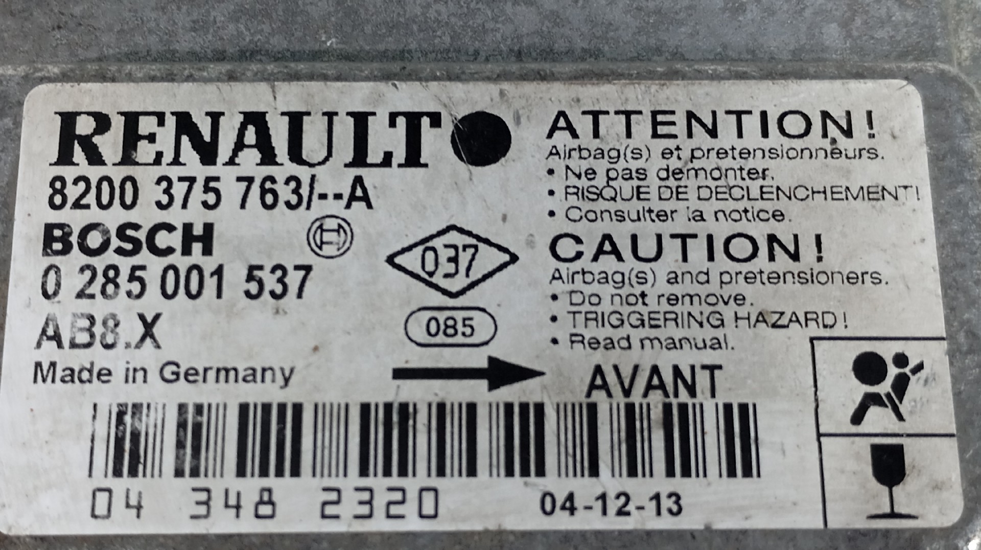 Airbag Module RENAULT 1.5 DCI Imagem-4