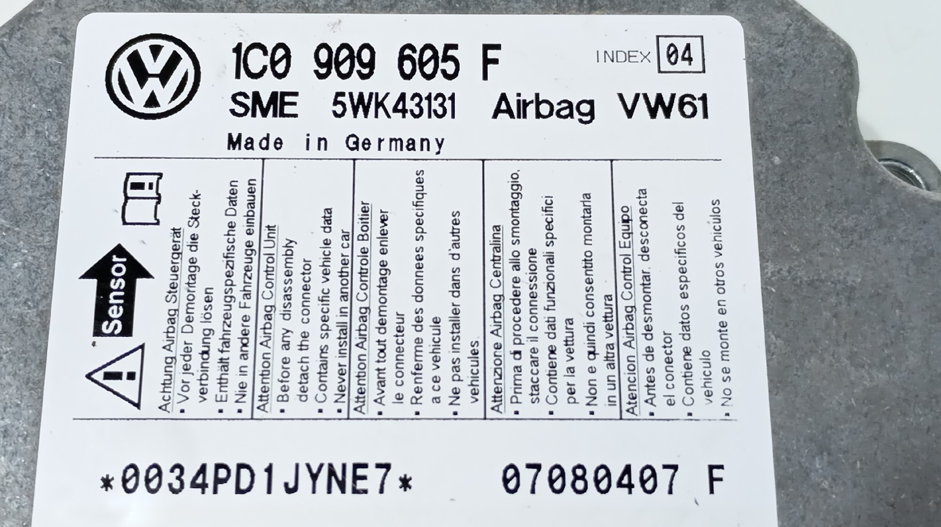 Centralina de Airbags SKODA OCTAVIA 1.9D Imagem-4