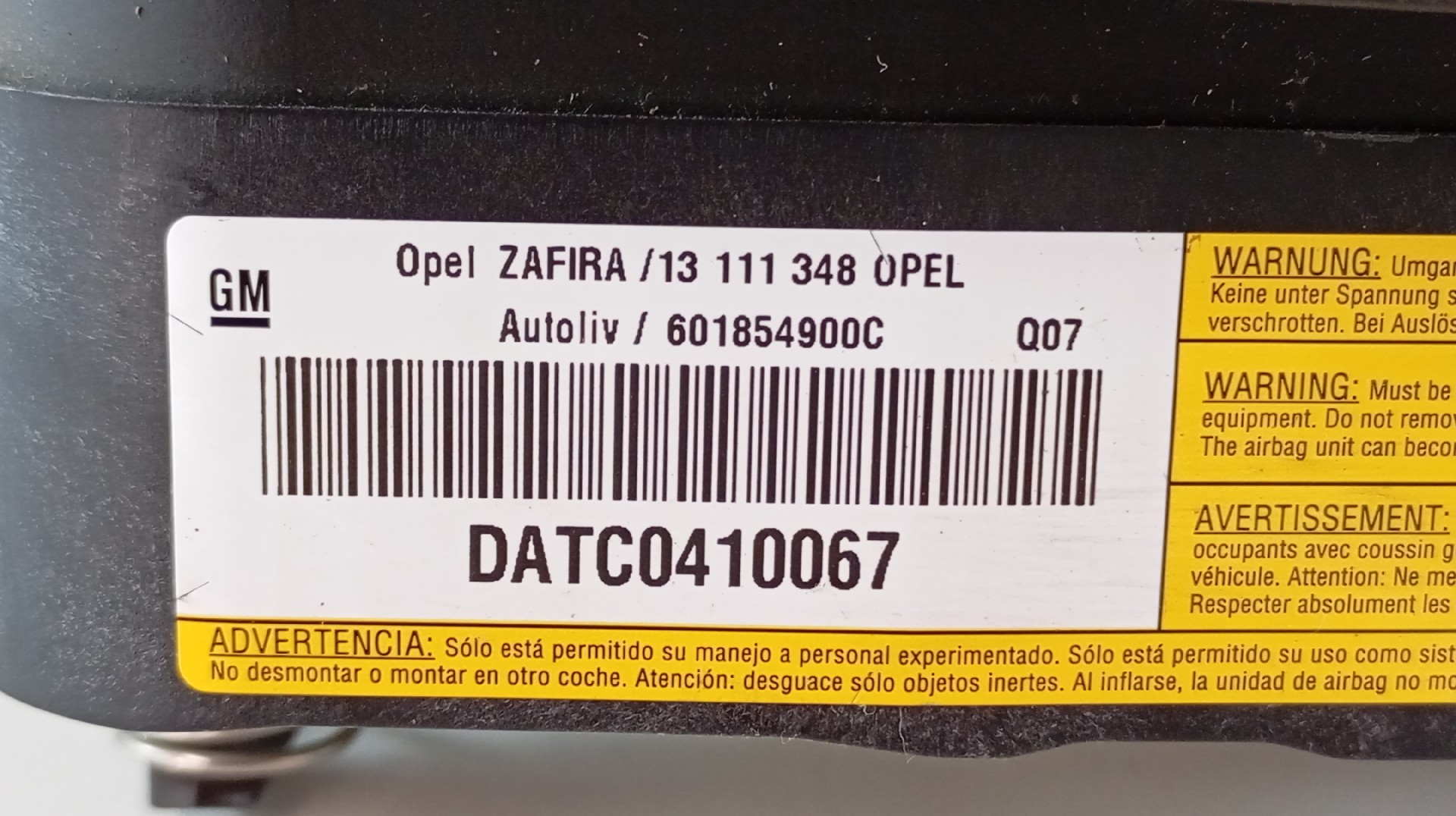 Airbag Volante OPEL ZAFIRA B Van (A05) | 05 - 15 Imagem-5