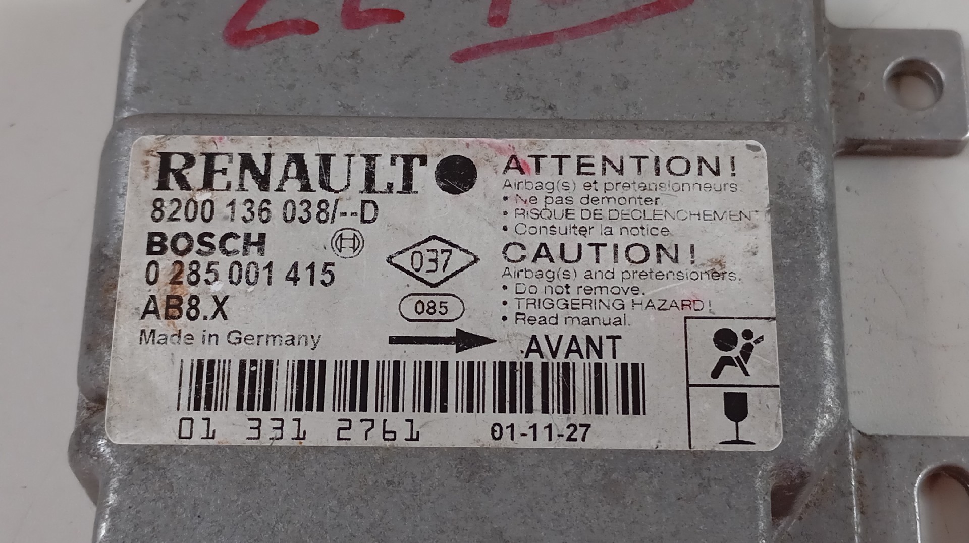 Airbag Module RENAULT CLIO II Caixa (SB0/1/2_) | 98 -  Imagem-1