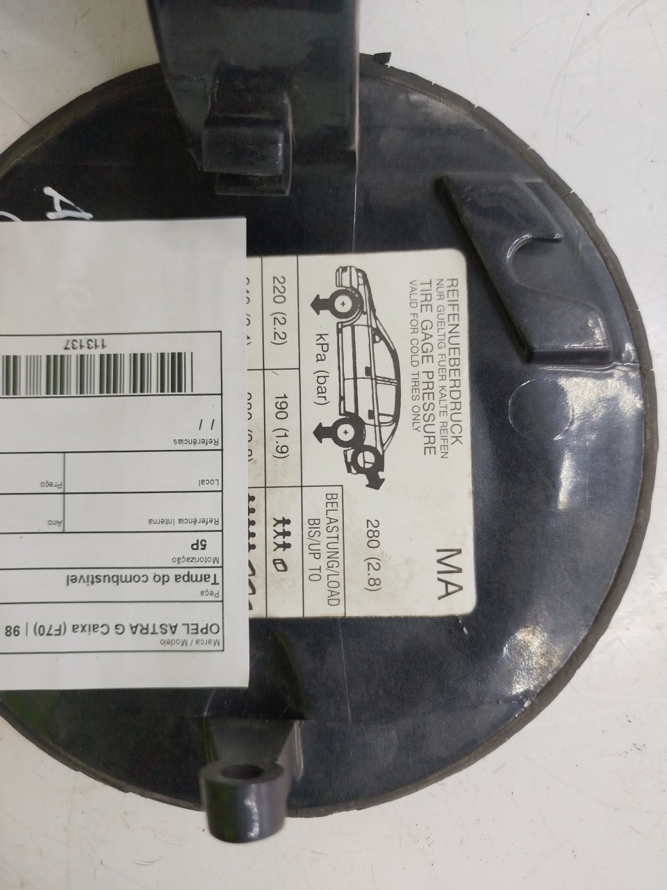 Tampa do combustivel OPEL ASTRA G Caixa  de 1998 a 2005