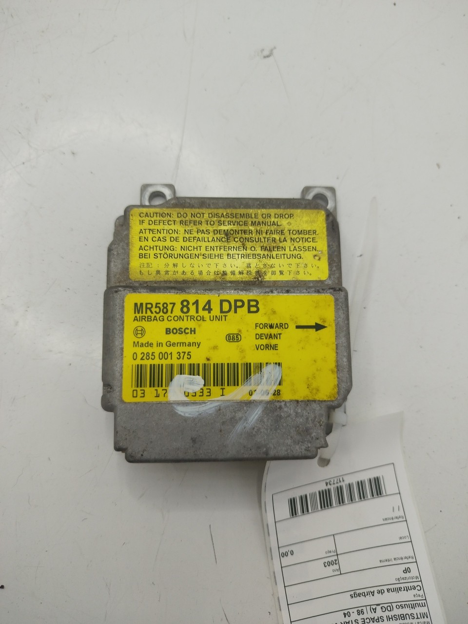 Centralina de Airbags MITSUBISHI SPACE STAR Veículo multiuso  de 1998 a 2004