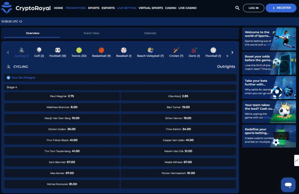 Crypto Royal Live Betting IN