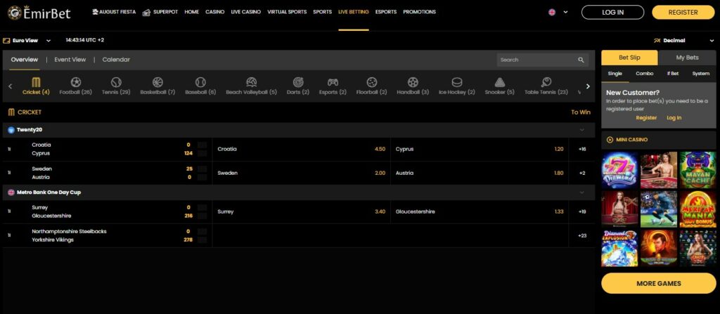 Emirbet Live Betting IN