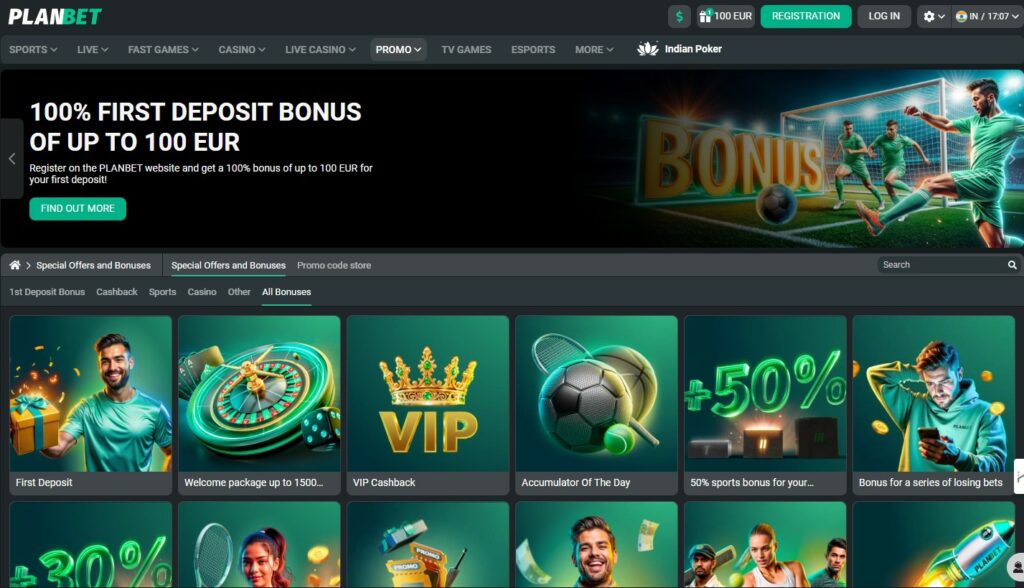 IN Planbet Bookmaker Review Promotions