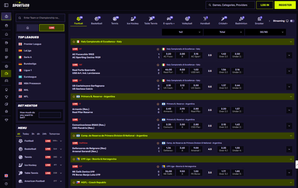 Sportuna Live Betting