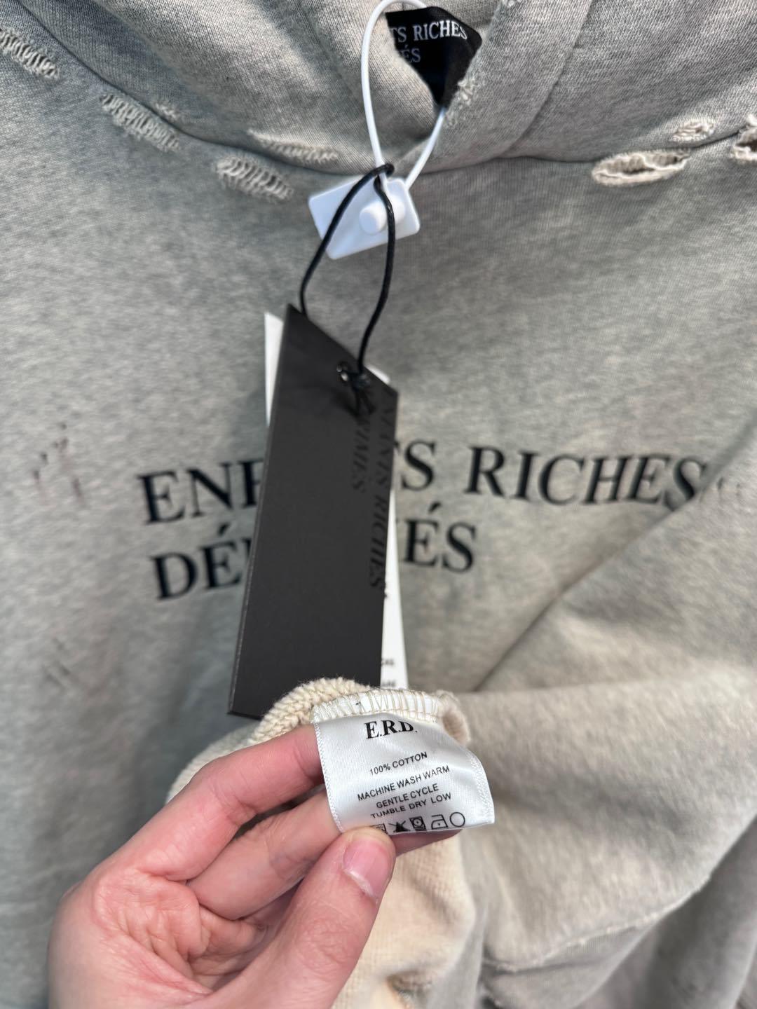 ENFANTS RICHES DÉPRIMÉS (ERD Melancholy Rich Second Generation) classic slogan hand-splashed ink hole hooded sweatshirt Fabric: 400G woven fleece with 100% cotton 2 ENFANTS RICHES DÉPRIMÉS (ERD Melancholy Rich Second Generation) classic slogan hand-splashed ink hole hooded sweatshirt Fabric: 400G woven fleece with 100% cotton - Image 2