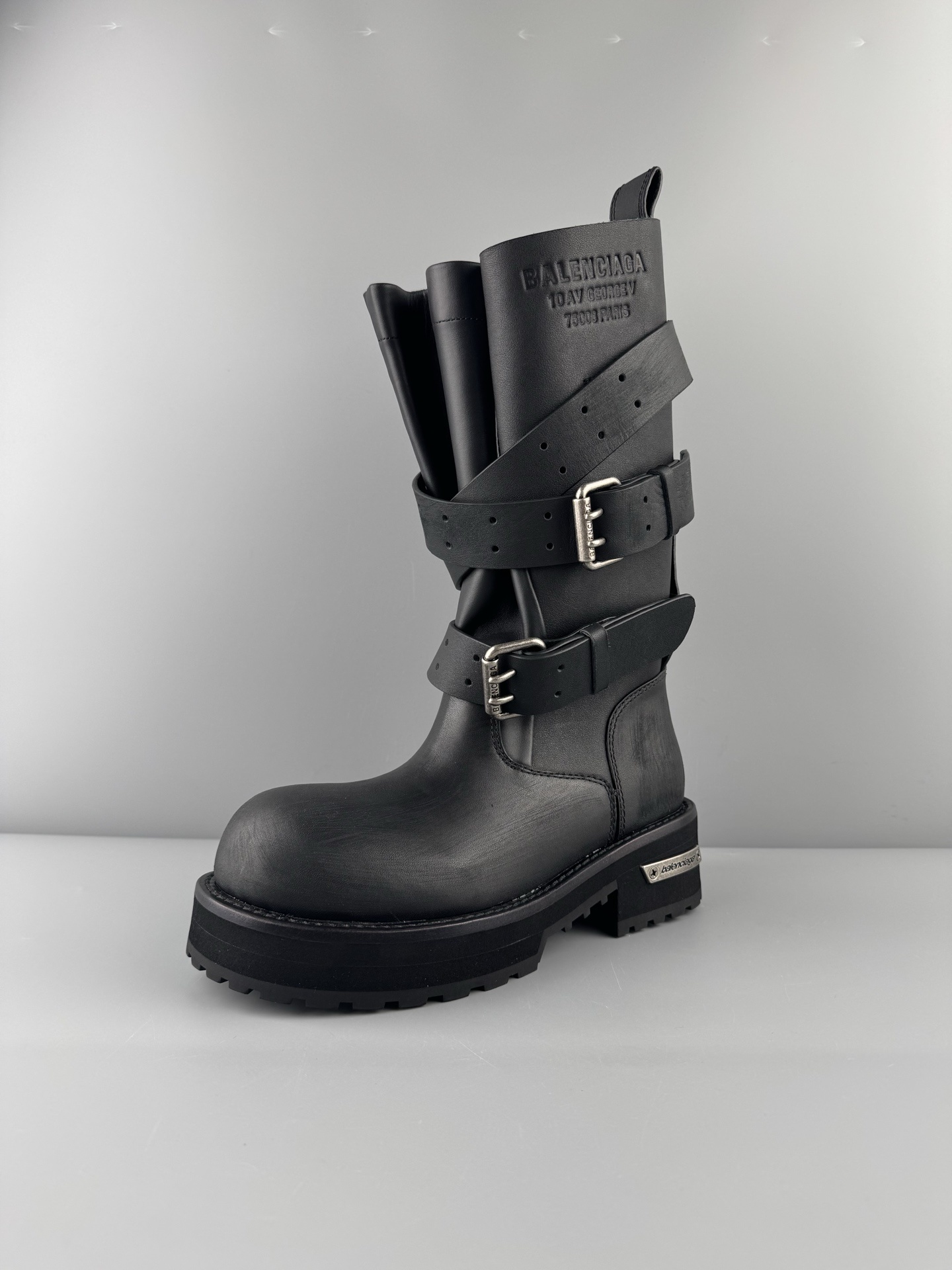 Balenciaga Venom High Boots Material: premium calfskin leather Style: Round toe, buckle design, high-top boots (unisex) Color: Black Details: custom independent sole mold, original hardware buckle accessories, top-quality imported leather - Image 16