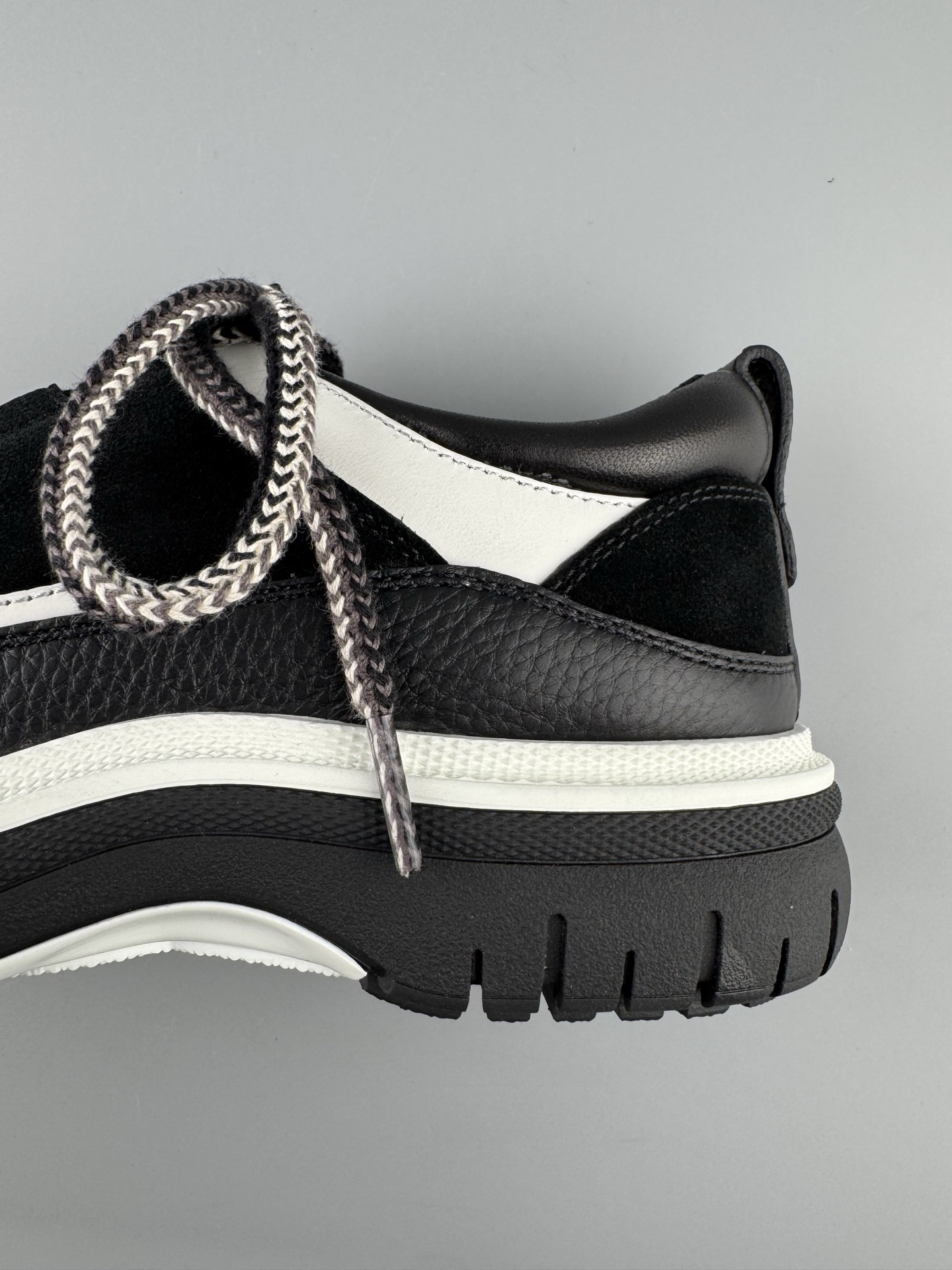Chanel 25Cb Latest Teddy Panda Sneakers ๐ผ Patchwork design with contrasting quilted patterns Lace-up style with a chic British-inspired Chanel aesthetic Classic black and white color combination - Image 8