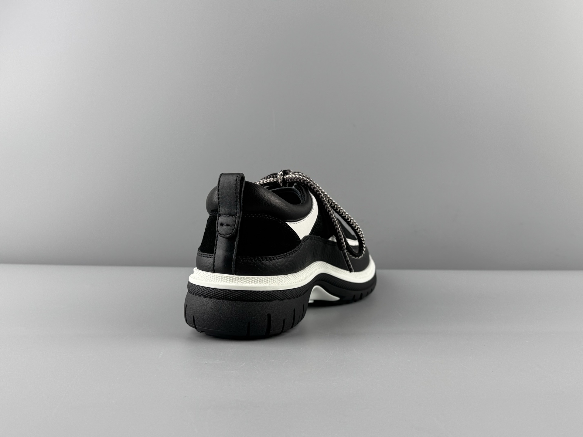 Chanel 25Cb Latest Teddy Panda Sneakers ๐ผ Patchwork design with contrasting quilted patterns Lace-up style with a chic British-inspired Chanel aesthetic Classic black and white color combination - Image 12