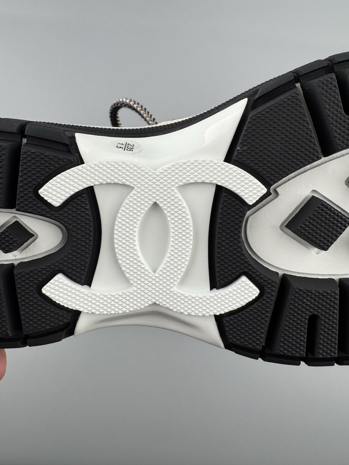 Chanel 25Cb Latest Teddy Panda Sneakers πΌ Patchwork design with contrasting quilted textures Lace-up style featuring a chic British-inspired Chanel look Classic black and white color combination - Image 5