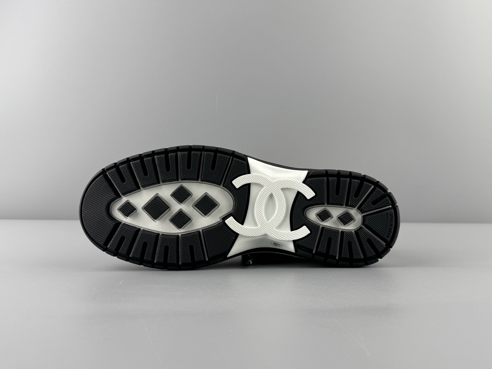 Chanel 25Cb Latest Teddy Panda Sneakers πΌ Patchwork design with contrasting quilted textures Lace-up style featuring a chic British-inspired Chanel look Classic black and white color combination - Image 15