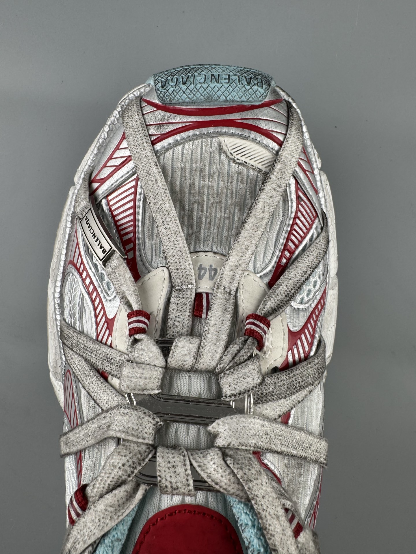 Balenciaga 3XL White & Red βB Buckle Lace-Upβ Sneaker XXXL β Paris Fashion House - Image 5