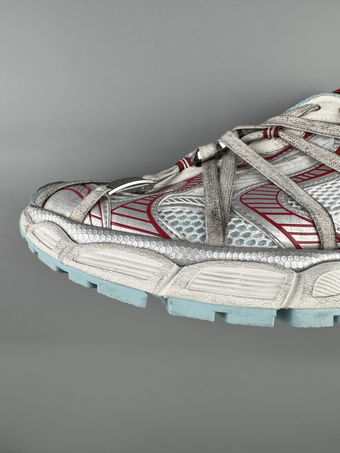 Balenciaga 3XL White & Red βB Buckle Lace-Upβ Sneaker XXXL β Paris Fashion House - Image 7