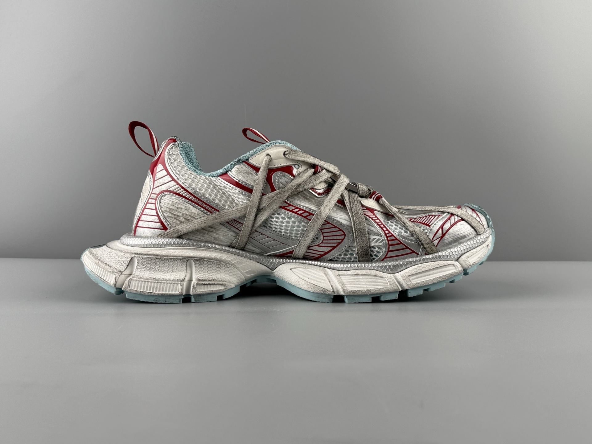 Balenciaga 3XL White & Red βB Buckle Lace-Upβ Sneaker XXXL β Paris Fashion House - Image 11