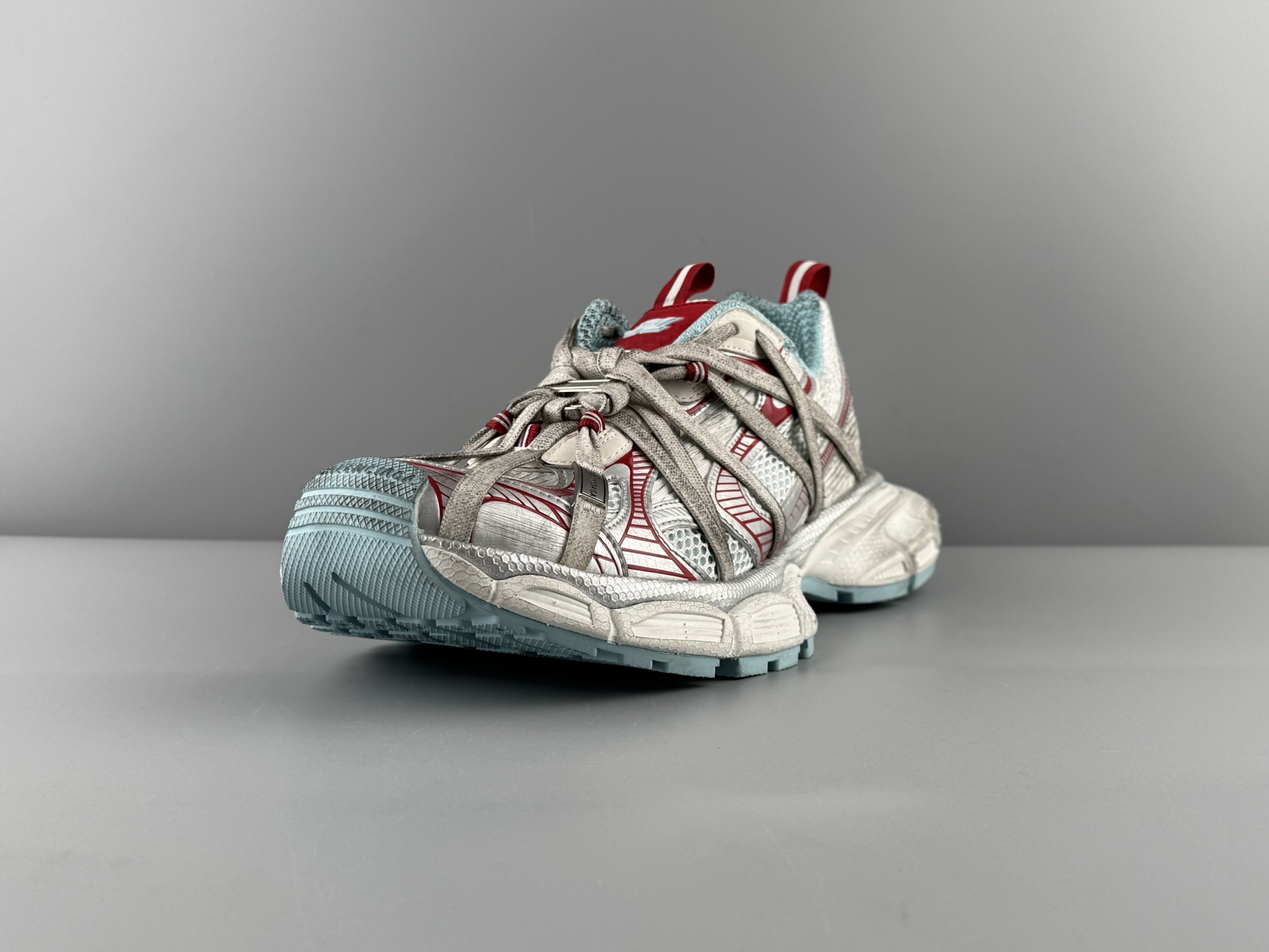 Balenciaga 3XL White & Red βB Buckle Lace-Upβ Sneaker XXXL β Paris Fashion House - Image 13
