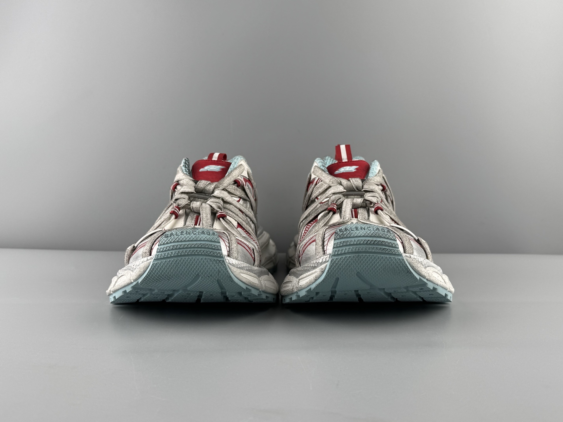 Balenciaga 3XL White & Red βB Buckle Lace-Upβ Sneaker XXXL β Paris Fashion House - Image 14