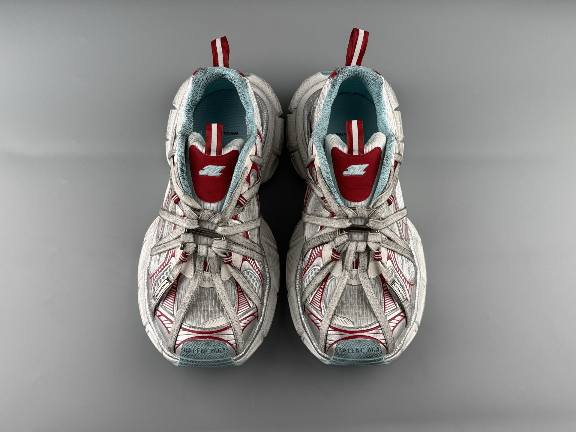 Balenciaga 3XL White & Red βB Buckle Lace-Upβ Sneaker XXXL β Paris Fashion House - Image 16