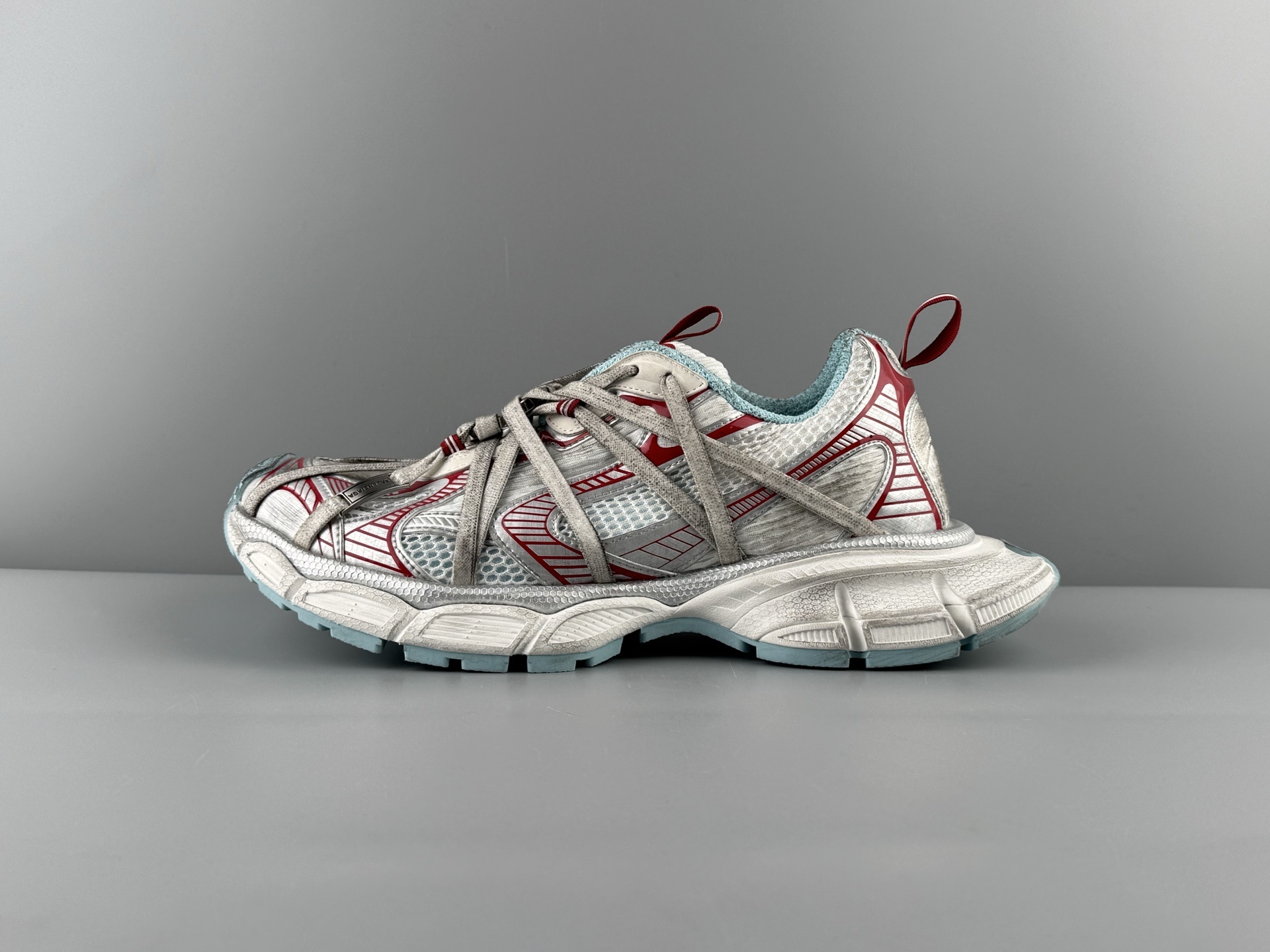 Balenciaga 3XL White & Red βB Buckle Lace-Upβ Sneaker XXXL β Paris Fashion House